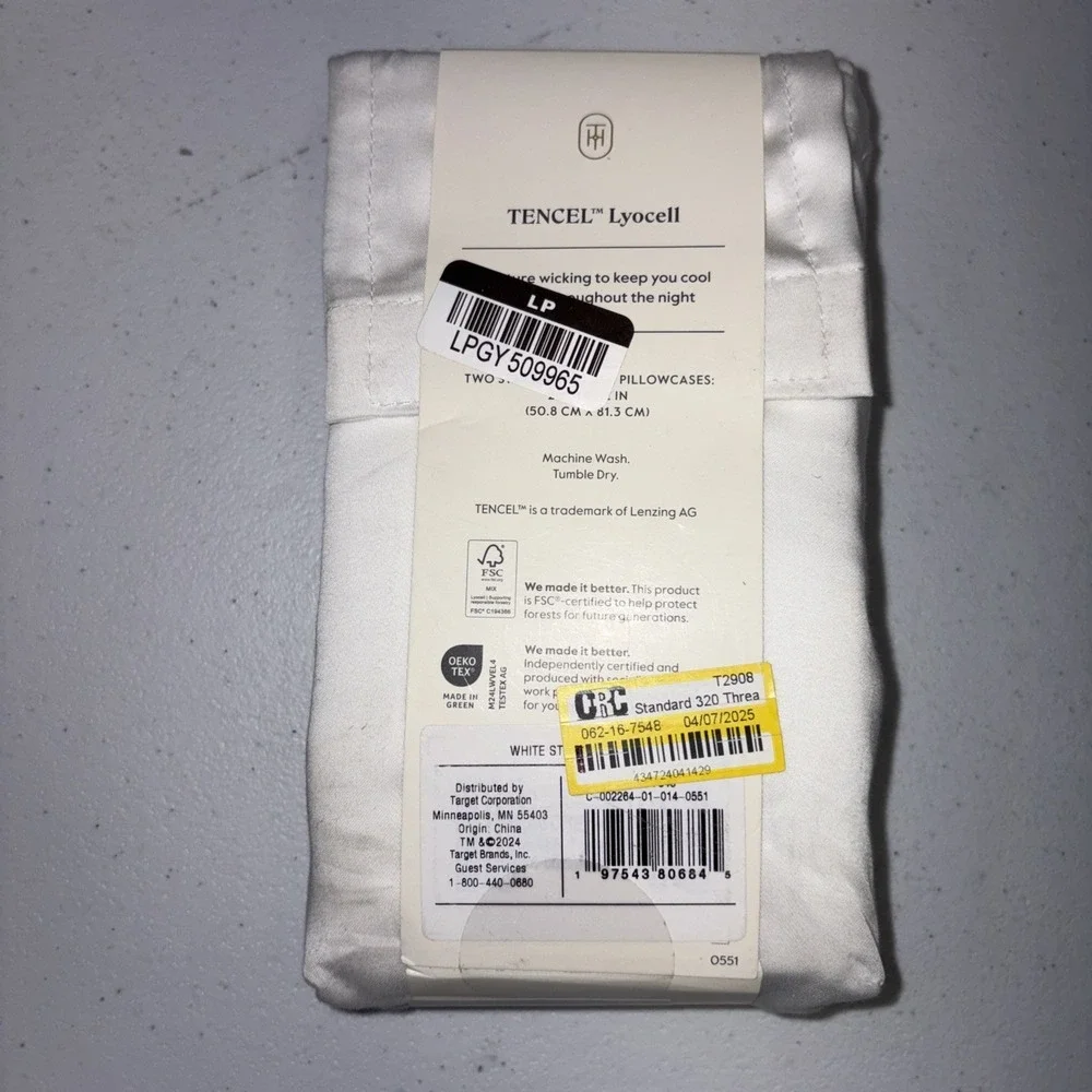 Threshold Cool Tencel Lyocell Pillowcases Standard/Queen White